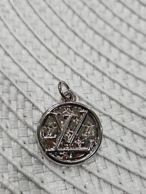 Silver Round Designer-Inspired Monogram Pendant Necklace Charm